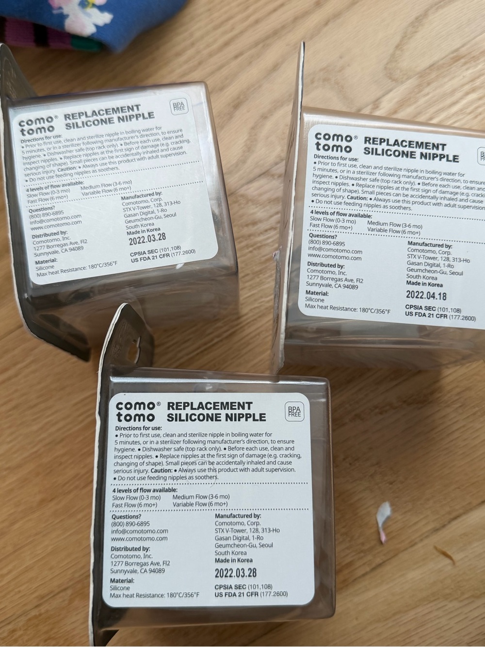 Bundle of 3 NIB Como Tomo Bottle Nipple replacements